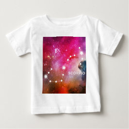 エレガントで赤く青い水彩画の宇宙-蠍座 ベビーTシャツ