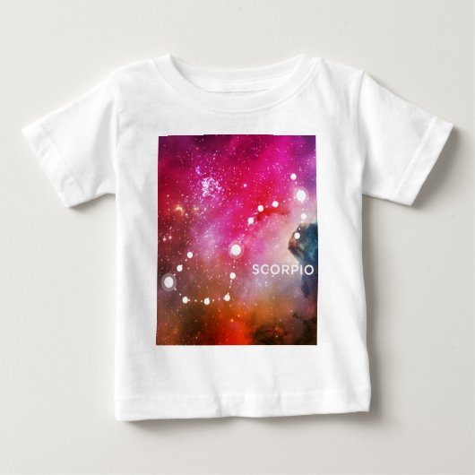エレガントで赤く青い水彩画の宇宙-蠍座 ベビーTシャツ (正面)