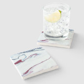 エレガントで赤く、白くおよび青の大理石 ストーンコースター (横)