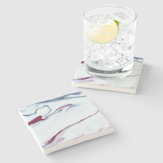 エレガントで赤く、白くおよび青の大理石 ストーンコースター (横)