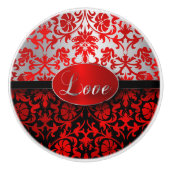 エレガントで赤く、黒い、銀製のダマスク織 セラミックノブ