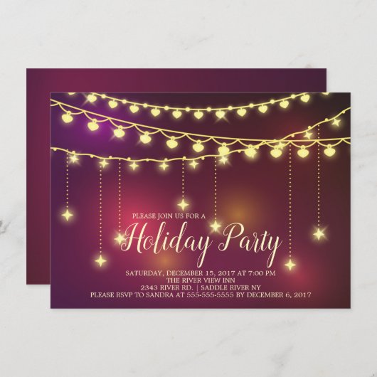 エレガントで軽い花輪の休日のパーティの招待状 招待状 (正面/裏面)