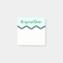 エレガントで軽い青緑色の背景 + 深緑色の名前 ポストイット