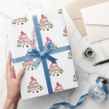 エレガントで遊び心のあるくるくるクリスマスツリーのタイポグラフィ