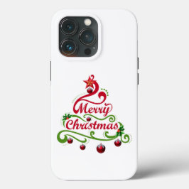 エレガントで遊び心のあるくるくるクリスマスツリーのタイポグラフィ iPhone 13 PROケース