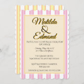 エレガントで遊び心のあるパステルストライプ 招待状 (正面/裏面)