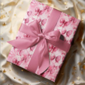 エレガントで遊び心のあるピンクのクーペットボウのリボン ラッピングペーパー