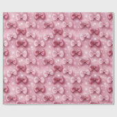 エレガントで遊び心のあるピンクのクーペットボウのリボン ラッピングペーパー (フラット)