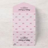 エレガントで遊び心のある装飾的なピンクのモダンウェディング オールインワン招待状 (外側)