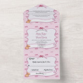 エレガントで遊び心のある装飾的なピンクのモダンウェディング オールインワン招待状 (内側)