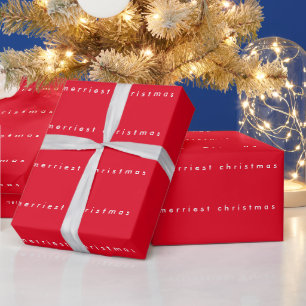 エレガントで陽気なクリスマス 赤と白のホリデー ラッピングペーパー