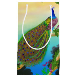 エレガントで青いインドの孔雀のギフトバッグ スモールペーパーバッグ