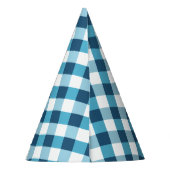 エレガントで青いギンガムパターンパーソナライズな誕生日 パーティーハット (裏面)