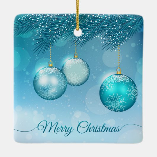 エレガントで青いクリスマスオーナメント|のオーナメント セラミックオーナメント (裏面)