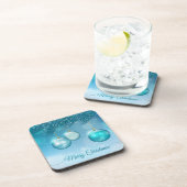 エレガントで青いクリスマスオーナメント|のコースター コースター (右側)