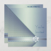 エレガントで青いダイヤモンドの青いパーティー 招待状 (正面/裏面)
