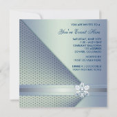 エレガントで青いダイヤモンドの青いパーティー 招待状 (裏面)