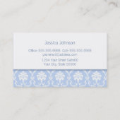 エレガントで青いダマスク織パターン名刺 名刺 (裏面)