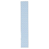 エレガントで青いダマスク織パターン ロングテーブルランナー (正面)