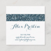 エレガントで青いティール(緑がかった色)のグリッターの六角形の名刺 スクエア名刺 (裏面)