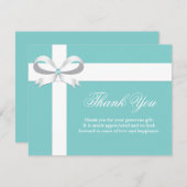 エレガントで青いブライダルシャワーのサンキューカード サンキューカード (正面/裏面)