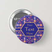 エレガントで青いルネサンス芸術および技術 缶バッジ (正面&裏面)