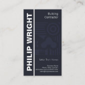 エレガントで青い家のデザインのモチーフの建築業者 名刺 (正面)