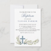 エレガントで青い洗礼または《キリスト教》洗礼式や命名式の招待状 招待状 (正面)