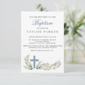 エレガントで青い洗礼または《キリスト教》洗礼式や命名式の招待状 招待状 (スタンド正面)