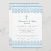 エレガントで青い洗礼または《キリスト教》洗礼式や命名式の招待状 招待状 (正面/裏面)