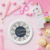 エレガントで青い花のクリスマスの休日の願い ペーパープレート (パーティー)