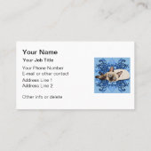 エレガントで青い花のシャム猫のかわいらしいネコ科 名刺 (裏面)