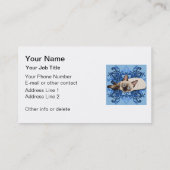 エレガントで青い花のシャム猫のかわいらしいネコ科 名刺 (裏面)