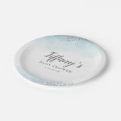 エレガントで青い銀製のグリッターのベビーシャワー ペーパープレート (アングル)