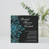 エレガントで青い雪片の冬のブライダルシャワー 招待状 (スタンド正面)