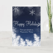 エレガントで青い雪片の冬の企業のな挨拶 シーズンカード (正面)