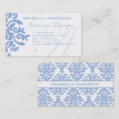 エレガントで青および白いダマスク織の手紙A 名刺 (正面/裏面)