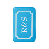 エレガントで青および白いモノグラムのバス・マットの敷物 バスマット (正面縦)