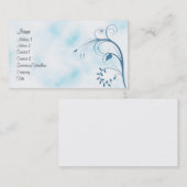 エレガントで青および白い花柄 名刺 (正面/裏面)