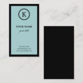 エレガントで青および黒いモノグラムの名刺 名刺 (正面/裏面)