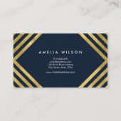 エレガントで青くフェイクな金ゴールドの正方形ライン 名刺 (裏面)