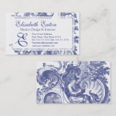 エレガントで青くフランスのなバロック式のToile 名刺 (正面/裏面)