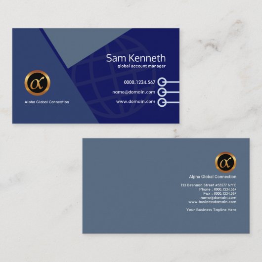 エレガントで青く精力的で幾何学的な形の販売 名刺 (正面/裏面)