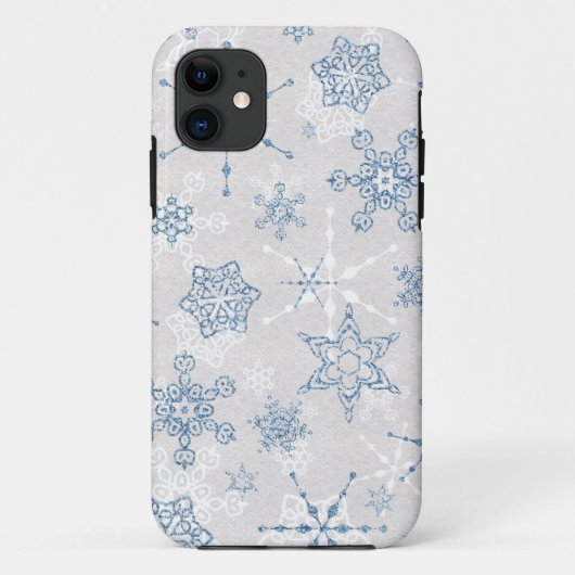 エレガントで青く、銀製の冬の雪片 Case-Mate iPhoneケース (裏面)