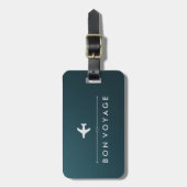 エレガントで青く、銀製の飛行機の餞別 ラゲッジタグ (正面縦)