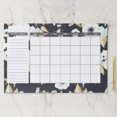 エレガントで青及び白い花の月例カレンダー ペーパーパッド (インサイチュ)