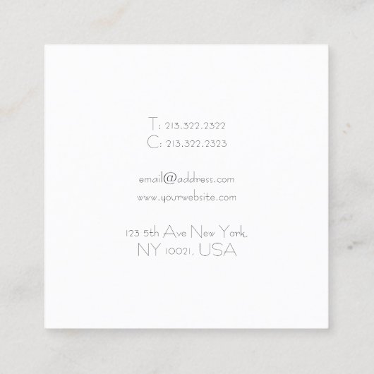 エレガントで頭が切れるな正方形のデザインの贅沢でモダンな平野 スクエア名刺 (裏面)