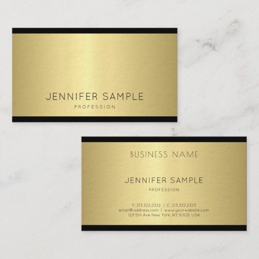 エレガントで魅力的なデザインのモダンな金ゴールドのトレンディーの贅沢 名刺 (正面/裏面)