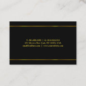 エレガントで魅力的な金ゴールドのストライプの黒のカッコいいのテンプレート 名刺 (裏面)
