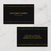 エレガントで魅力的な金ゴールドのストライプの黒のカッコいいのテンプレート 名刺 (正面/裏面)